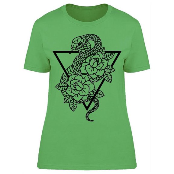 Rose And Snake Triangular Frame T-Shirt Women -Image by Shutterstock, Female XX-Large