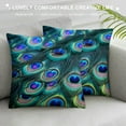 thumbnail image 3 of GOSMITH  Vintage Peacock Feather Pillow Covers Cushion Case Outdoor Sofa Throw Pillows Cover for Couch Living Room Bed Indoors Home Decor, 3 of 5