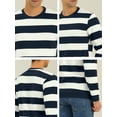 thumbnail image 6 of Lars Amadeus Men's Striped Sweatshirt Regular Fit Round Neck Long Sleeves Printed Pullover Sweatshirts L White Blue, 6 of 7