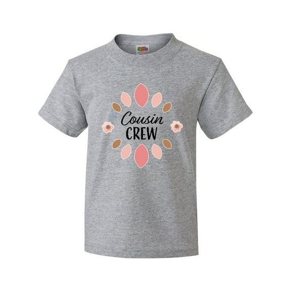 Inktastic Cousin Crew with Pink Flowers Youth T-Shirt