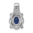 thumbnail image 3 of 14K White Gold Plated Diamond & Sapphire Oval Pendant, 3 of 4
