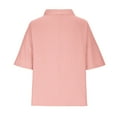 thumbnail image 5 of up to 60% off Gifts Usmixi Shirts for Women Plus Size Breathable Cotton Linen Vintage Pullover Tops Tees Summer Trendy Solid Elbow-Length Crewneck Ladies Blouses Pink XXL, 5 of 6