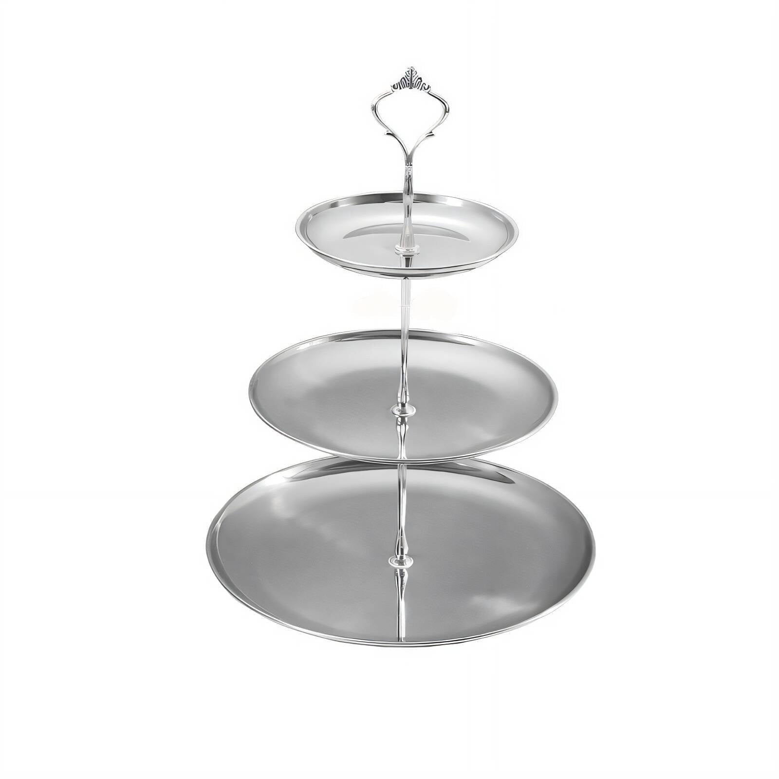 ACDANC 2026 New Personalized Design Dessert Stands Food Display Essential Tiered Serving Tray Silvery 3 for Parties Weddings Buffets Dessert Tables Tea Parties Home Gatherings