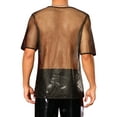 thumbnail image 3 of INSPIRE CHIC Mesh Sheer T-Shirt for Men's See Through Short Sleeves Party Shiny Tee Tops XL Golden Black, 3 of 4