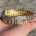 thumbnail image 4 of Mens 14K Gold Plated Hip Hop Bracelet Micro Pave Iced Box Lock Bling Out 8.5" Inch x 15MM Thick, 4 of 11