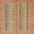 thumbnail image 1 of Ahgly Company Machine Washable Indoor Square Abstract Chocolate Brown Area Rugs, 6' Square, 1 of 7
