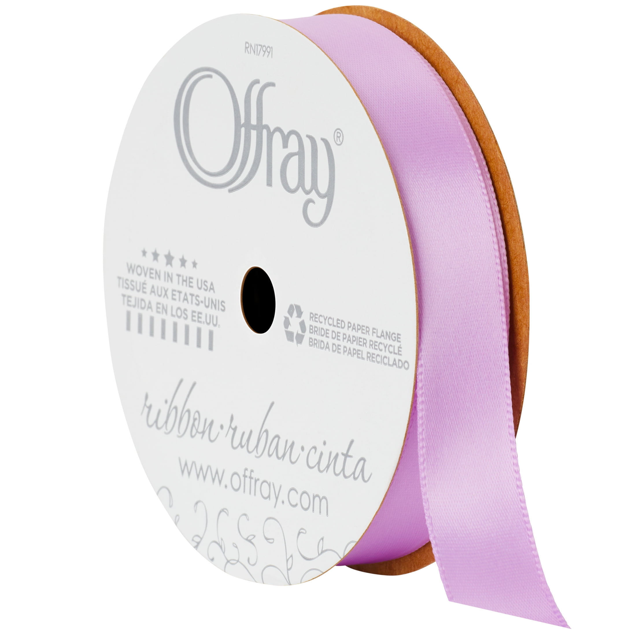 (4 pack) Offray Ribbon, Light Orchid Purple 5/8 inch Single Face Satin Polyester Ribbon, 18 feet