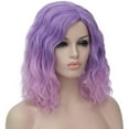 thumbnail image 5 of RightOn Purple Pink Wig for Women Short Curly Wavy Bob Purple Wig Pink Purple Wig Purple Ombre Wig Side Part Synthetic Wigs with Wig Cap, 5 of 7