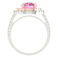 thumbnail image 4 of Clara Pucci 14K White/Rose Gold Solid Gold Pink Halo Anniversary Ring for Women - 2.6 cttw Round Cut, 4 of 8