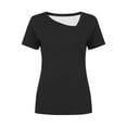 thumbnail image 5 of Yrmaups Loose Fit Short Sleeve T Shirt for Women, Casual Crewneck Top, Soft Stretch Tee for Travel Office Home Daily Wear, Black XL, 5 of 5