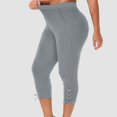 thumbnail image 6 of Summer Savings Clearance! Stamzod Women's Leggings Summer Solid Color High Waisted Stretch Capri Leggings Casual Slim Fit Plus Size Capris for Women Gray XXL, 6 of 7