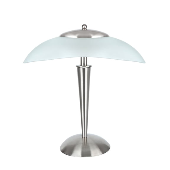 Aspen Creative 40108, 17 3/4" High Modern Metal Desk Lamp with Touch Sensor, Satin Nickel Finish with Glass Lamp Shade, 16 1/2" wide