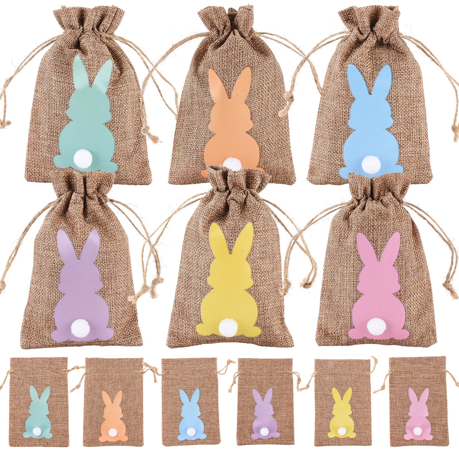 24Pcs Easter Drawstring Bags Linen Cute Reusable Easter Egg Storage Bag ...