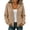 Khaki, variant on Womens Zip Up Hooded Cardigan Cable Knit Jacket Loose Casual Long Sleeve Outerwear with Pockets Drawstring Hood Brown S