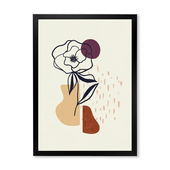 Designart 'Minimalist Shapes With Ancient Flower I' Modern Framed Art Print