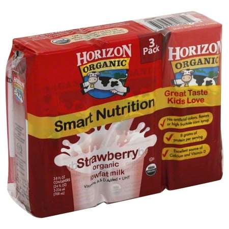 Horizon: Strawberry Organic Reduced Fat Milk, 3 Ct