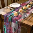 Pink Building Abstracts Painting Buildings 10ft Cheesecloth Table Runner for Wedding ...
