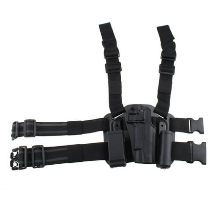 Colt M1911 Holster AGPtek Quick Release Tactical Right Leg Belt Holster & Hand Paddle with Magazine and Flashlight Pouch for Colt 1911 ()