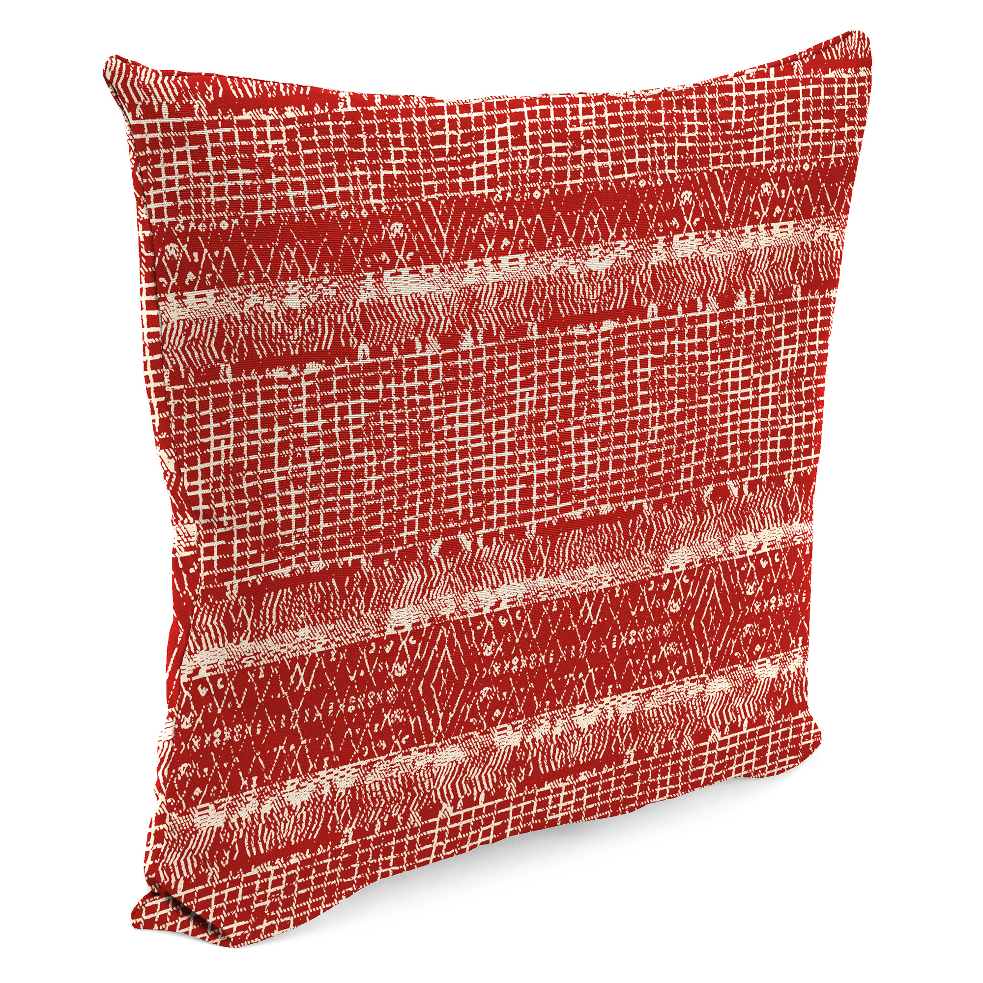 Jordan Manufacturing 20" x 20" Everest Caramel Red Ikat Square Outdoor Throw Pillow with Welt (2 Pack)