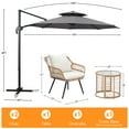 thumbnail image 2 of Autlaycil 5 Pcs Patio Outdoor Furniture Sets Contains 2 Wicker Furniture Patio Bistro Chairs, Table, 10' Outdoor Offset Cantilever Umbrella and Cross Base, Grey, 2 of 7