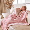 thumbnail image 3 of Dowin Pink Heated Blanket Electric Throw Fleece Flannel Heating Warming Blankets with Auto Shut off for Couch Office Chair Bed Adults Fuzzy Cozy Machine Washable 50x60, 3 of 7