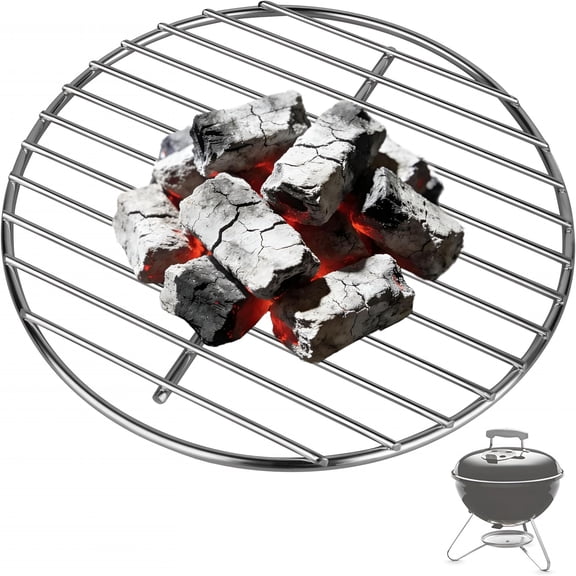 HIBIBUD 10.5" Charcoal Grate, Round Charcoal Grate for 14" Small Charcoal Grills, Heavy-Duty Steel Grill Grate Replacement