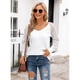 thumbnail image 5 of Camisa de manga larga de malla a rayas para mujer, blusa informal con cuello en V, tallas S a XXL, 5 of 5