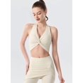 thumbnail image 5 of Women's Halter Twist Front T-Back Cropped Sports Tank Top White XL, 5 of 8