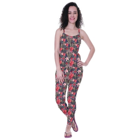 

Moomaya Printed Nightwear 2 Pcs Set For Womens Spaghetti strap Sleepwear Pajama Set Pj