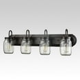 thumbnail image 3 of Vintage Clear Glass Jar Wall Sconces 4-Light Bathroom Vanity Lighting Fixture, 3 of 8