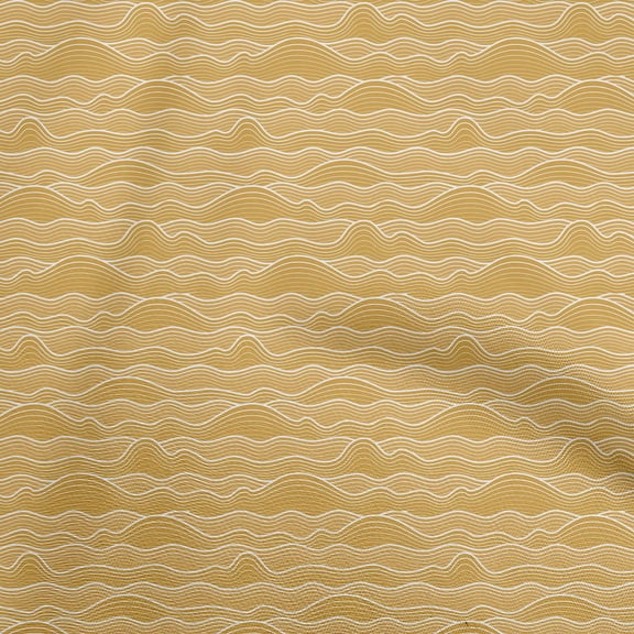 oneOone Cotton Poplin Dark Mustard Fabric Asian Japanese Wave Sewing Craft Projects Fabric Prints By Yard 56 Inch Wide