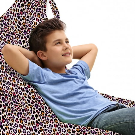 

African Lounger Chair Bag Leopard Skin Motif with Abstract Safari Animal Camouflage Pattern High Capacity Storage with Handle Container Lounger Size Magenta Violet Marigold by Ambesonne