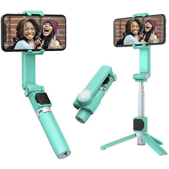 Foldable and Extendable Smartphone Selfie Stick Stabilizer with Bluetooth Remote for YouTube Vlogging, Traveling Shooting Recording