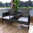 thumbnail image 1 of vidaXL 2-Seater Garden Sofa with Tea Table Poly Rattan Black, 1 of 3