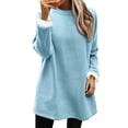 thumbnail image 2 of HLKJKLS Winter Clothing For Women Fashionable Solid Color Fleece Sweatshirt Polyester Warm Casual Blue S-3Xl, 2 of 8