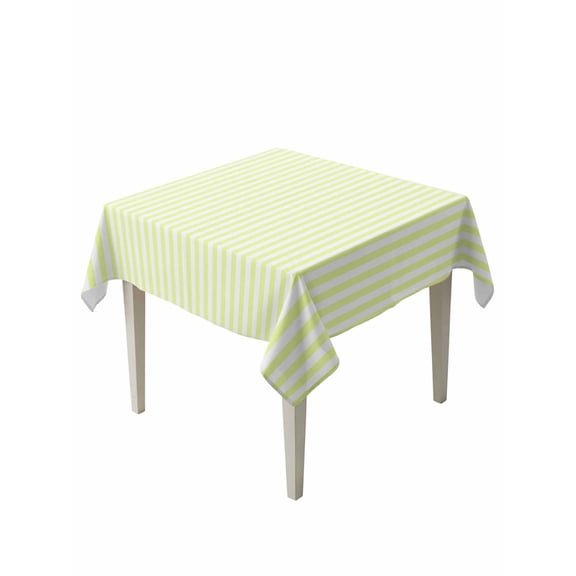Yellow White Stripe Table Cloth, Waterproof Tablecloth for Square Tables, Modern Minimalist Geometric Striped Reusable Washable Fabric Table Cover for Restaurant Kitchen Dining Tables 60"x60"