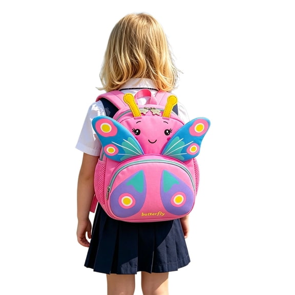 Weebloom School Backpack For Kids Girls Cute Adorable Butterfly Pattern Kindergarten Backpack Bookbag Preschool Elementary Red
