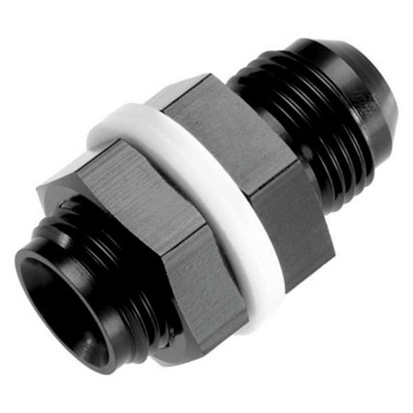 Bulkhead -10 AN Adapter with 2 Tefflon Washers & Inside Flow Chamfer, Black