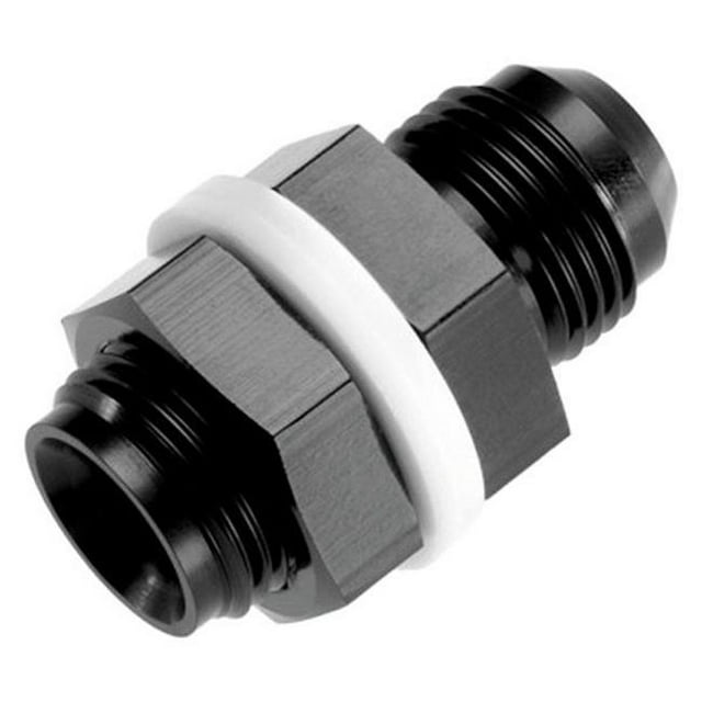 Bulkhead -10 AN Adapter with 2 Tefflon Washers & Inside Flow Chamfer, Black