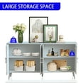 thumbnail image 2 of Modern Lacquered 4 Door Wooden Cabinet Sideboard Buffet Server Cabinet Storage Cabinet, for Living Room, Entryway, Hallway, Office, Kitchen and Dining Room, Champagne Silver, 2 of 9