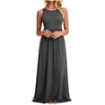 thumbnail image 6 of Bxsruta Womens Maxi Dress Casual Long Flowy Summer Sundress Sleeveless Crew Neck Pleated Dresses, 6 of 8