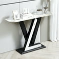 thumbnail image 2 of Williamspace 47.2" Modern Console Table, Sintered Stone Sofa Table Narrow Long Entryway Table with Metal Base, Exquisite Shaped Accent Table for Hallway Entrance Corridor Living Room Office, Black, 2 of 6