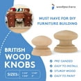 thumbnail image 3 of British Wood Knobs 1-3/4 inch, Pack of 25 Unfinished Round Wooden Knobs for Dresser Drawers, Cabinets, Furniture, and Crafts, by Woodpeckers, 3 of 5