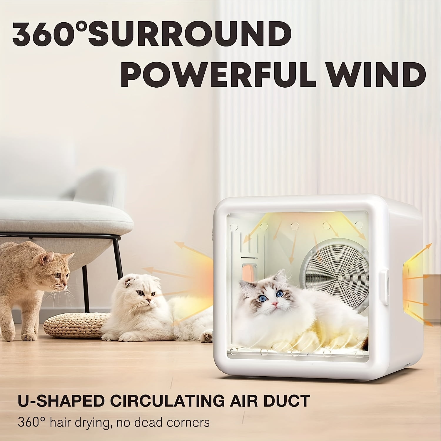 Ionia 65l Automatic Pet Dryer Box Ultra Quiet Dog Hair Dryer With Smart Temperature Control And 360 Drying White None