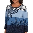 thumbnail image 4 of Alfred Dunner Womens Petite Ombre Floral Block Stripe Sweater, 4 of 4