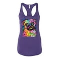 thumbnail image 3 of Funny Neon Pug | Dean Russo Art Animal Lover Ladies Racerback Tank Top, Purple Rush, Small, 3 of 6
