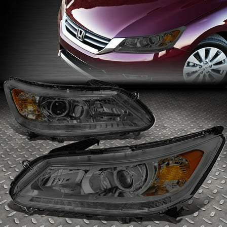 NUVISION for 13-15 Honda Accord 4Dr Smoked Lens Amber Corner Projector Headlight Lamps