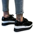 thumbnail image 2 of Aayomet Women's Fashion Sneakers Casual Strap Shoes Toe Bright Color Platform Leather Fashion Women's Solid Women's,Black 8.5, 2 of 4