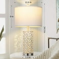 thumbnail image 6 of Cinkeda Table Lamp Set of 2 for Living Room Bedroom with USB Ports AC Outlet 3 Way Dimmable Touch Nightlight Farmhouse White Floral Nightstand Bedside Lamps, 6 of 9