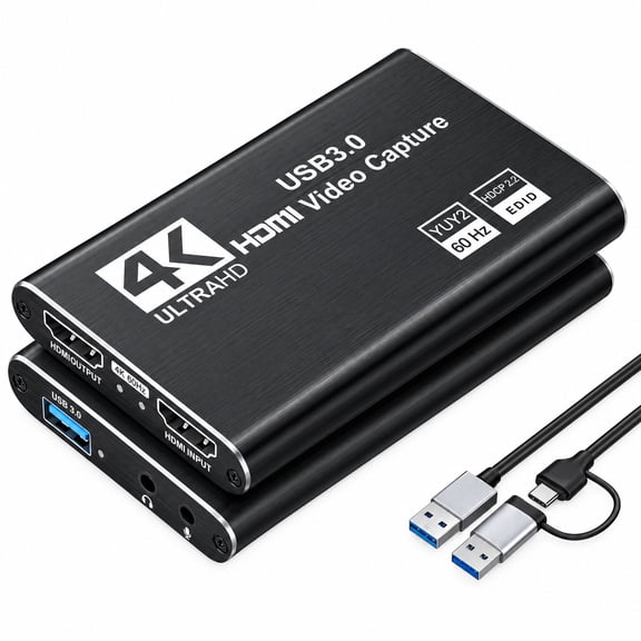 Duomigo Video Capture Card 4K HDTV Loop-Out, 1080P 60FPS/2K 30FPS Game Capture Device for Streaming, Compatible with PS5/Switch/Camera/PC/OBS (Black)